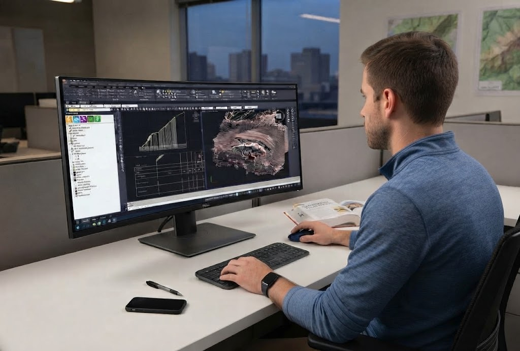 Professionista al lavoro con Analist CLOUD 2027 sul monitor