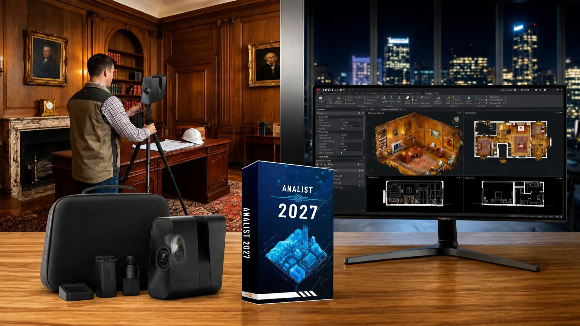 Operatore con Laser Scanner Matterport Pro3 e Analist 2027